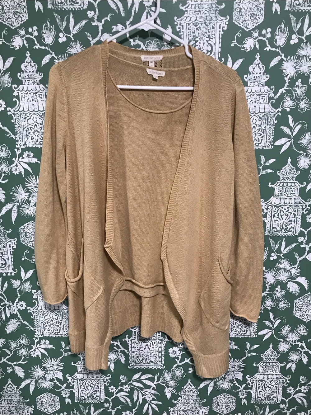 Eileen Fisher Open-Front Linen Cardigan Twin Sweater Set